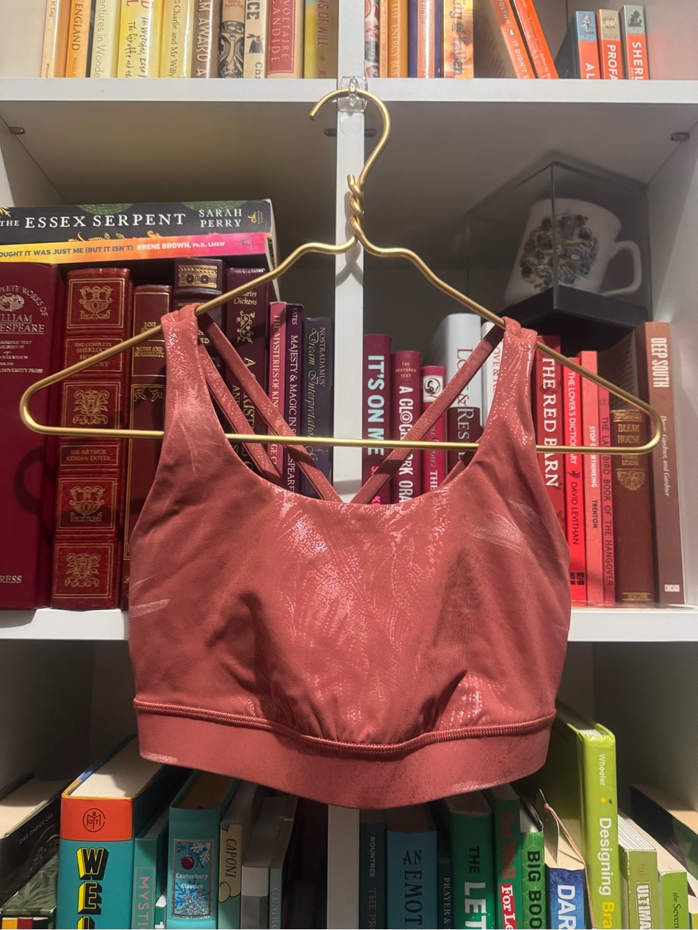 lululemon athletica Shiny Rust-Pink V-Back Sports Bra